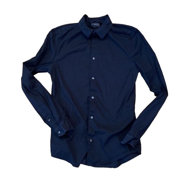 H & M Men's Black Button Up Down Long Sleeve Dress Shirt Size Small Casual - Picture 1 of 6